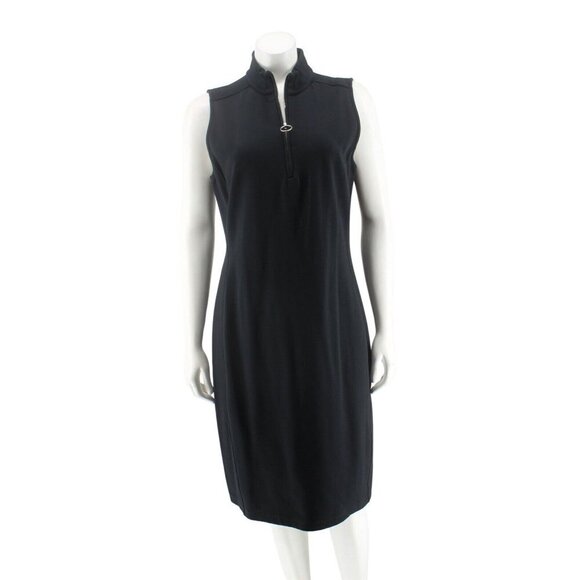 Lauren Ralph Lauren Dresses & Skirts - Lauren Ralph Lauren Women's Black Pique Zip Front Sleeveless Sheath Dress Size L